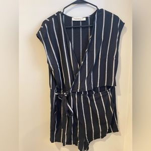 Boutique Black and White Striped Romper